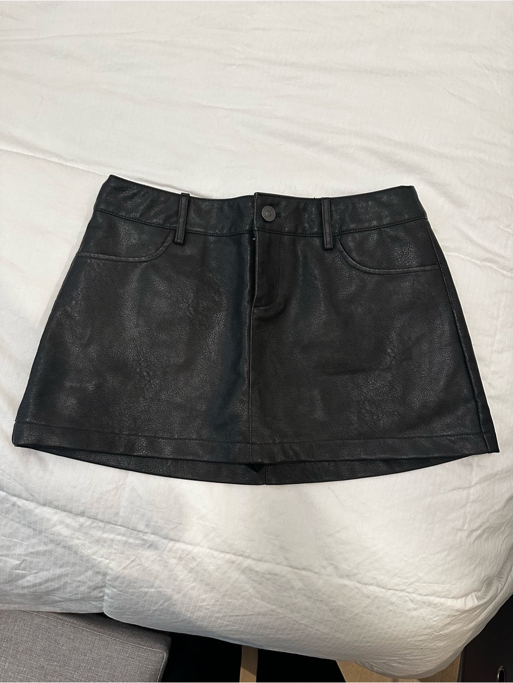 Garage Black Faux Leather Mini Skirt